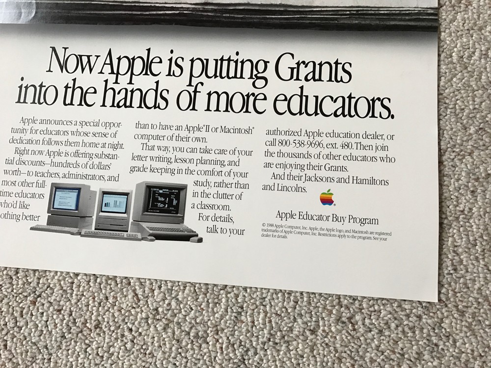 RARE UNUSUAL Apple Computer POSTER _ with Apple II & Macintosh __ in SAME poster