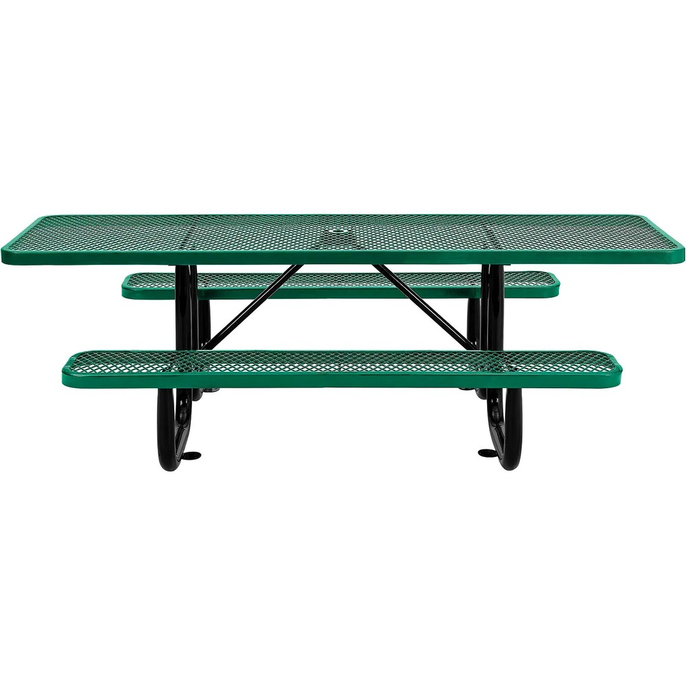 8' ADA Rectangular Picnic Table Expanded Metal Green (96" Long)