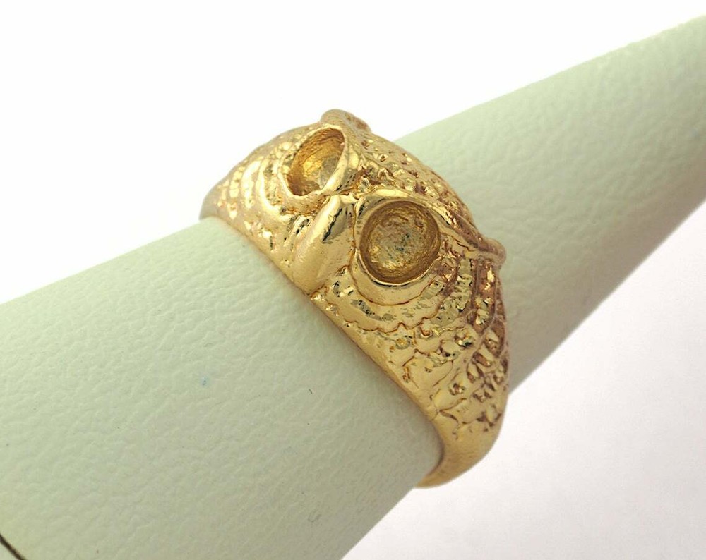 Ring Owl Adjustable Ring Bezel - Shiny Gold Plated brass (7US  size )2848