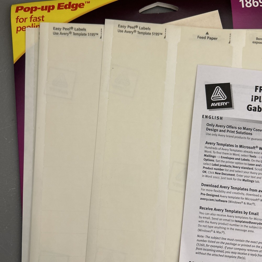 Avery Dennison AVE18695 Mailing Labels (9 Sheets- Missing One)