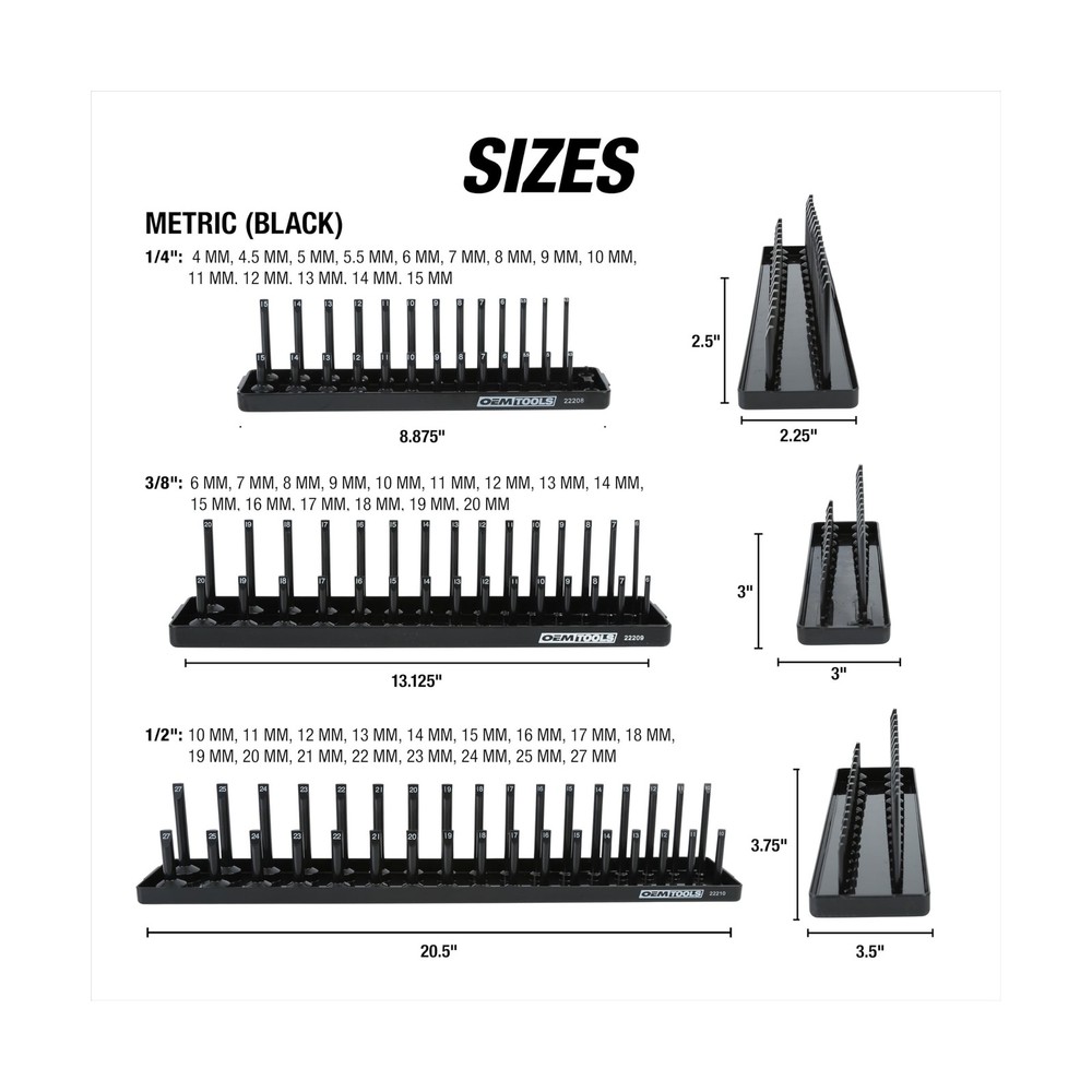 OEMTOOLS 22418 Socket Organizer Set, 6-Piece Holder Set Include... FAST USA SHIP