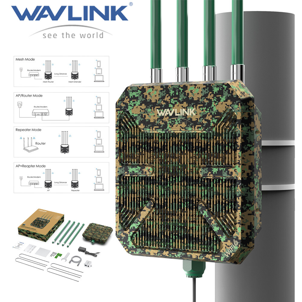 WAVLINK WiFi 6 Extender Outdoor Router AX3000 5G Dual Band Long Range up to 300m