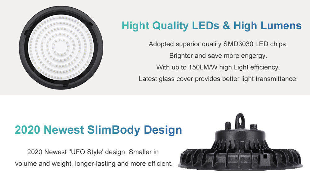 200W UFO Led High Bay Light 200 Watts Industrial Commercial Warehouse Gym Light