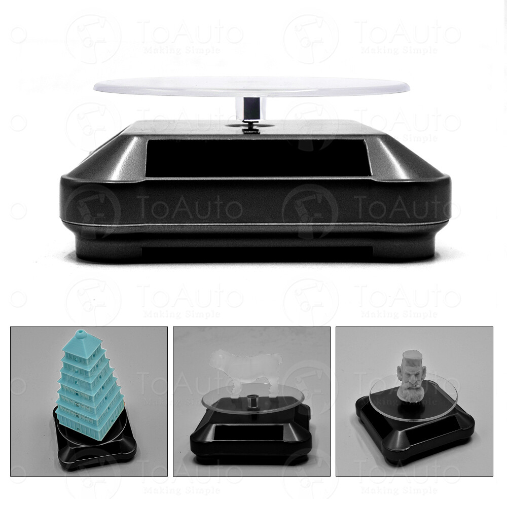 Rotary Stand Solar Powered Turntable Display, UV Light Carving Rotating Shelf,US