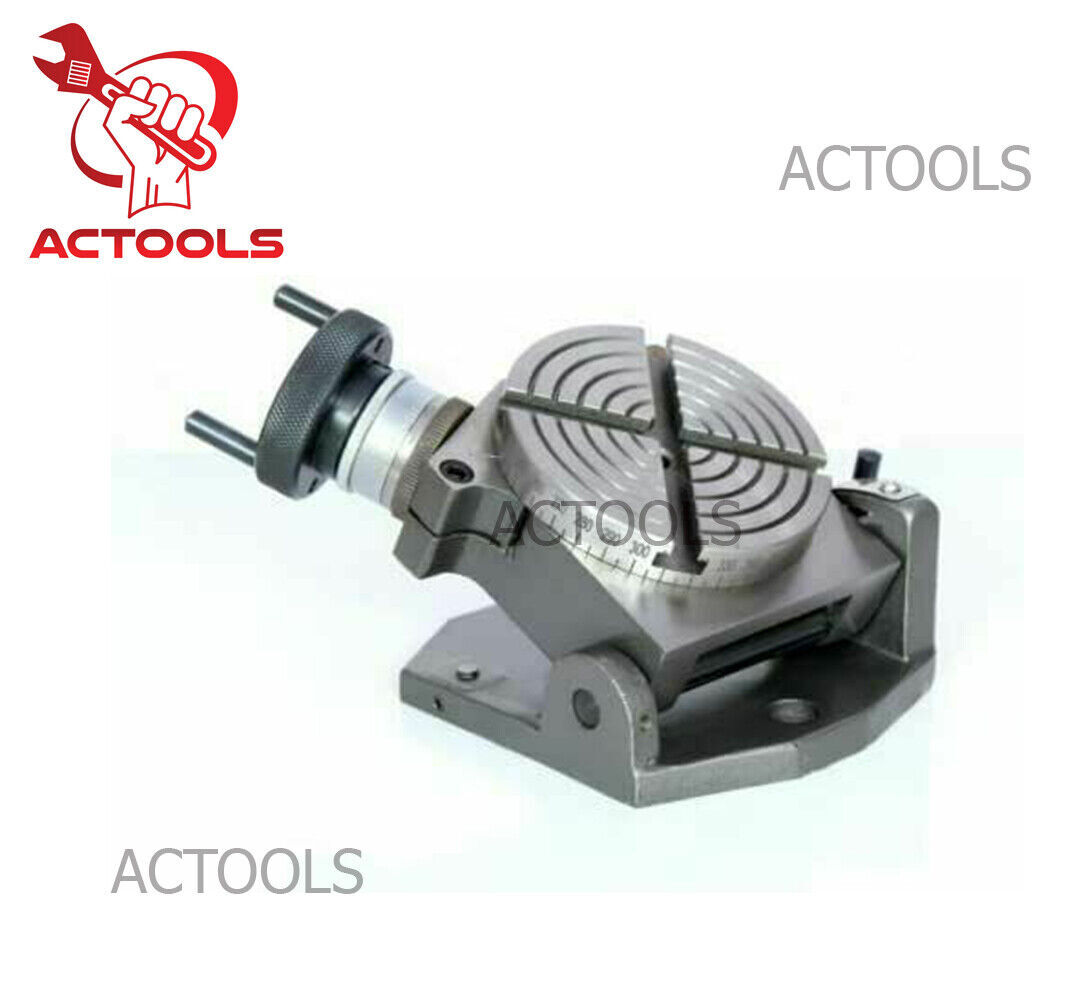 Tilting Rotary Table 4"100mm + 80mm Chuck Independent 4 Jaws+ Back Plate+ T-nuts