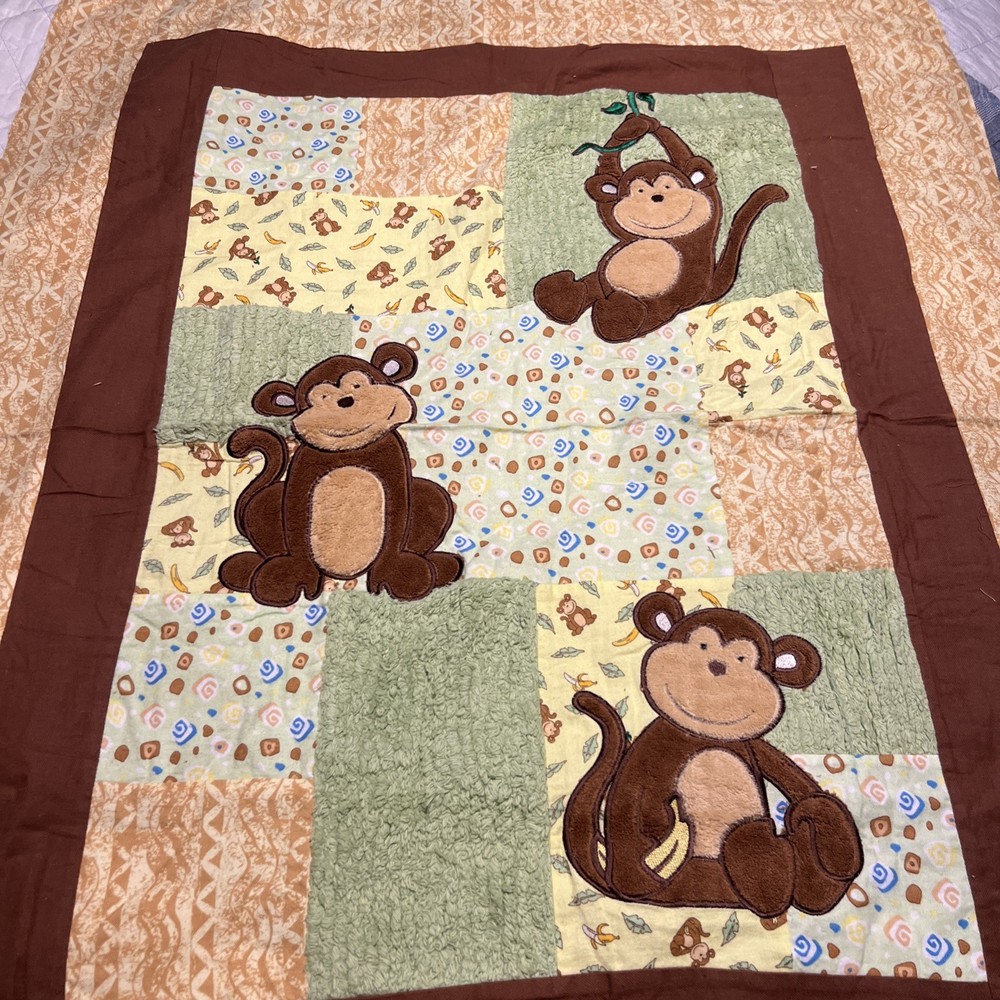 Monkey Flannel Baby Quilt Fabric Panel