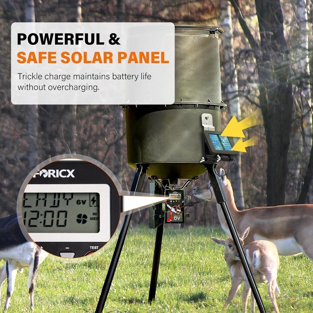 6V Solar Panel for Deer Feeder with Adjustable Mounting Bracket & Alligator C...