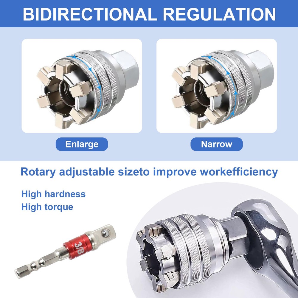 10-19mm Universal Socket Tool Adjustable Multifunction Wrench Sleeve Adapter Kit