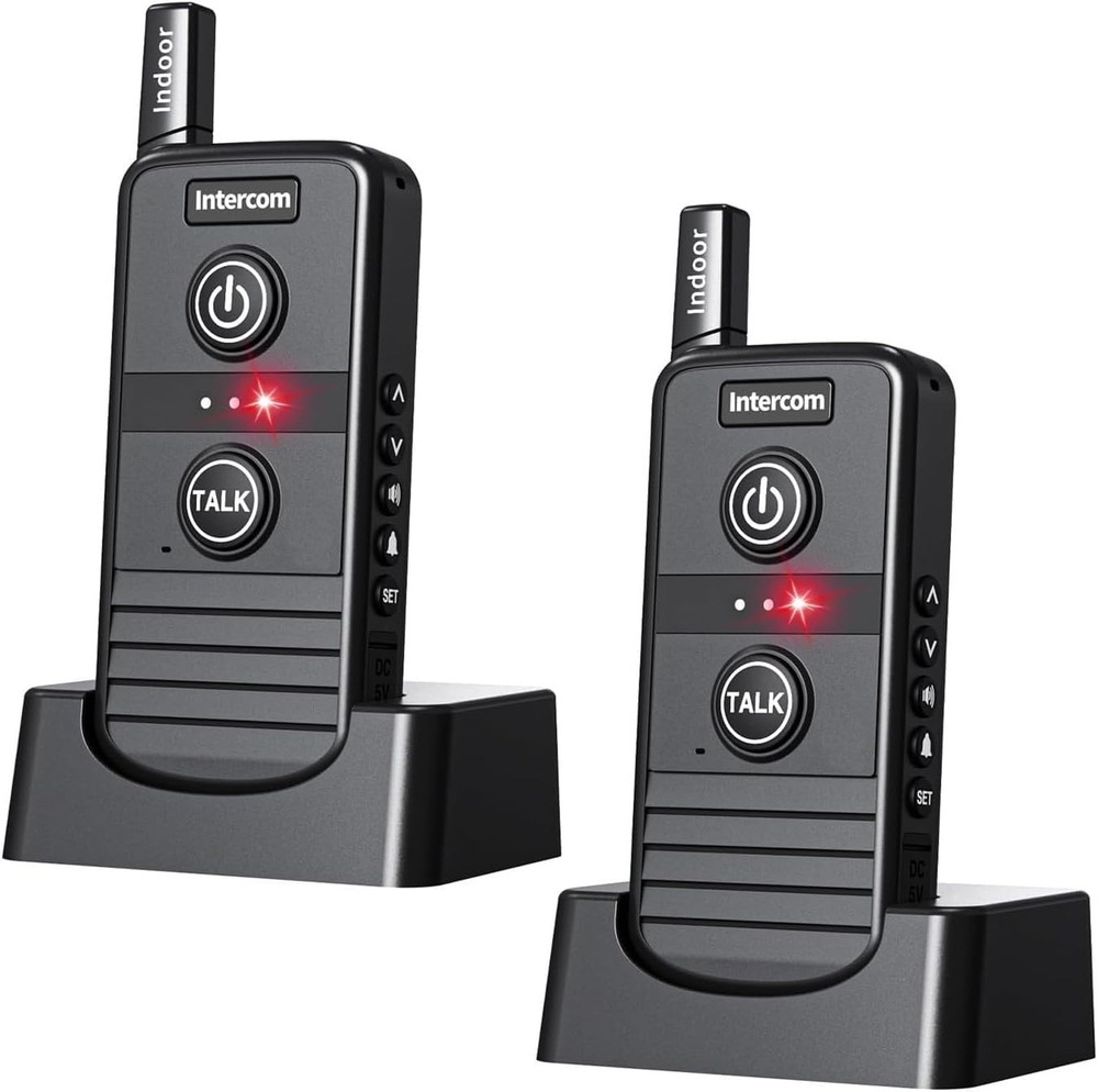 Wireless Home Intercom System 2 Pack Long Range 4900ft Waterproof Office House