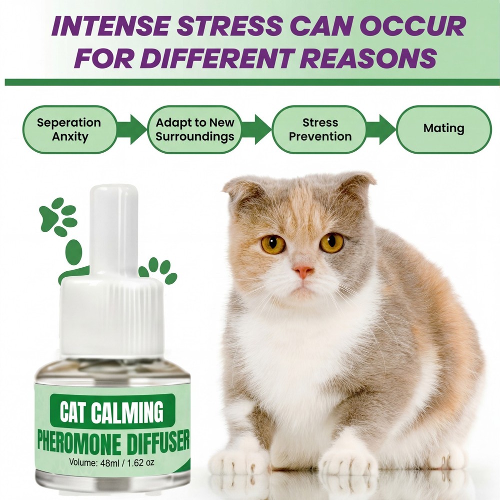 BKRMART Cat Calming Diffuser Kit (3 Pack) 48ml Refills Cat Pheromone Diffuser