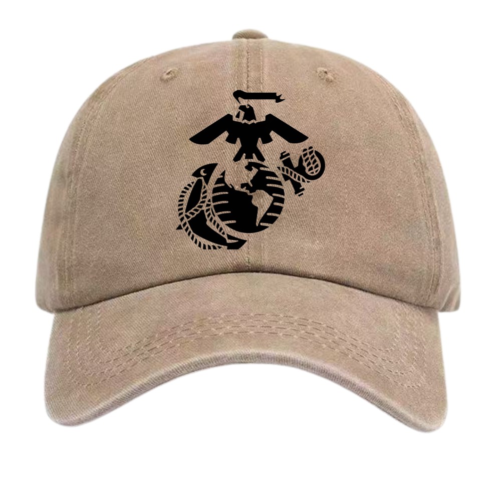 USMC Eagle Globe Anchor Washed Baseball Cap Adjustable Marine Corps Tribute Hat
