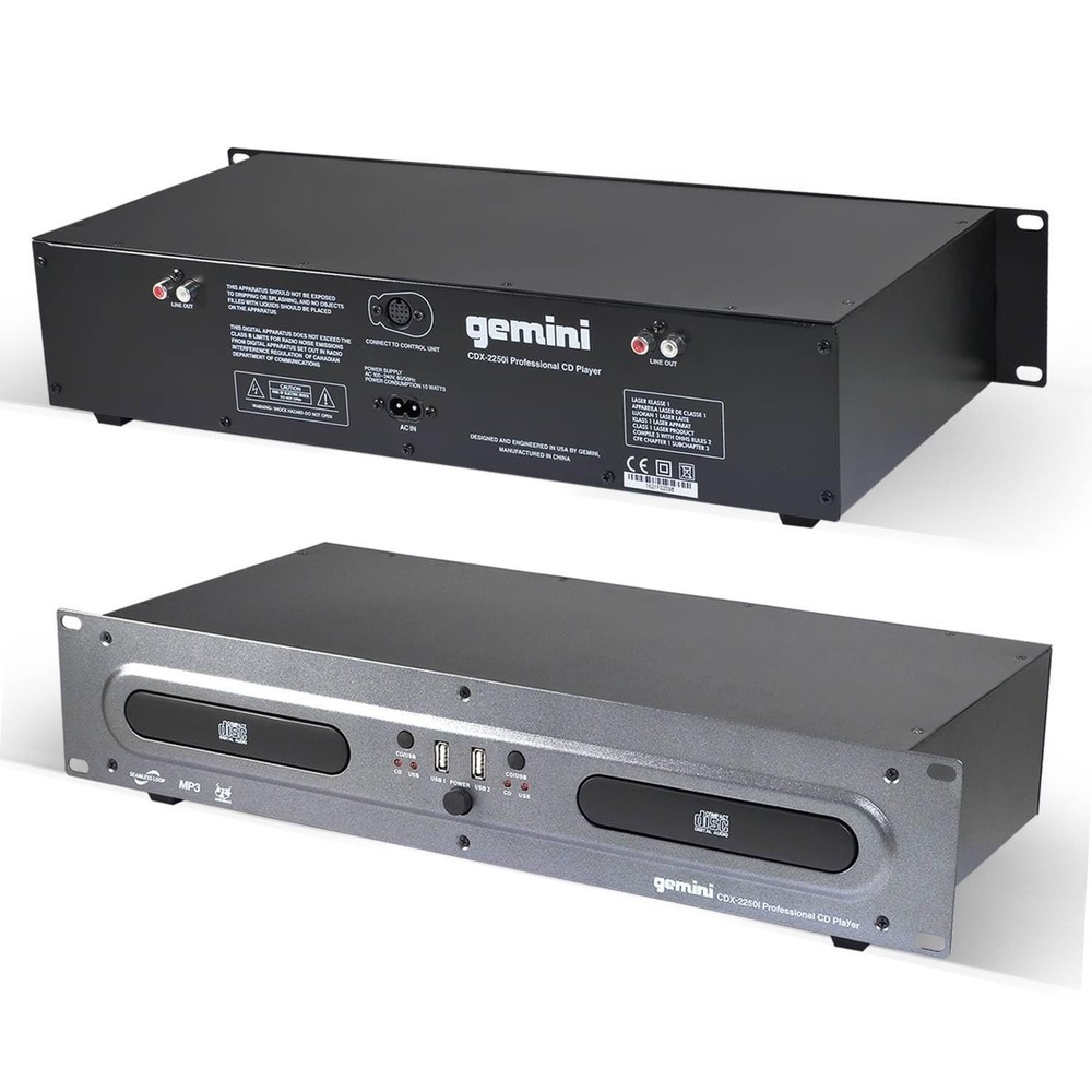 Gemini Dual CD/USB DJ Media Player – 2-Deck Rackmount CD Player (CDX-2250i)