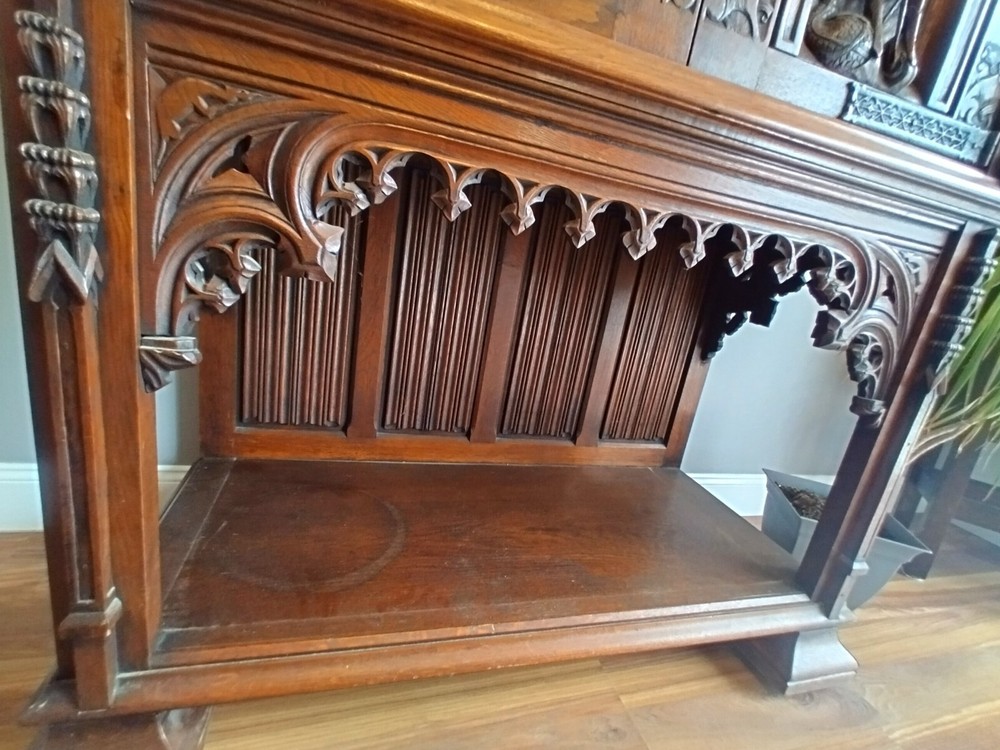 Antique Belgian Gothic Revival Sideboard Oak