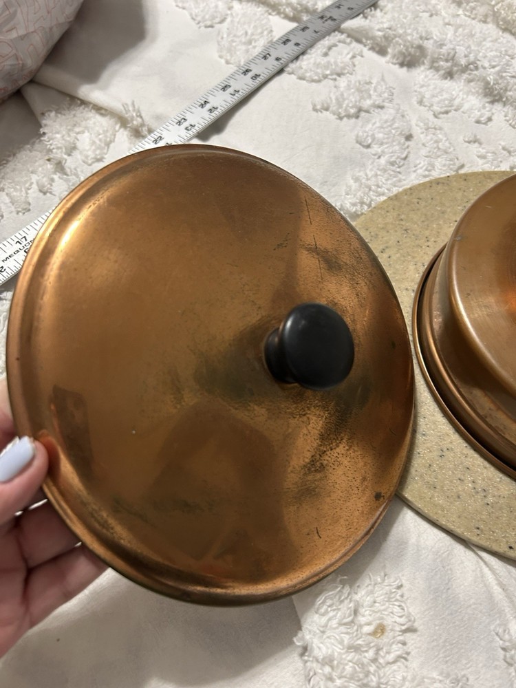 Vtg Copper Warming Pot Chafing Dish 2pcs
