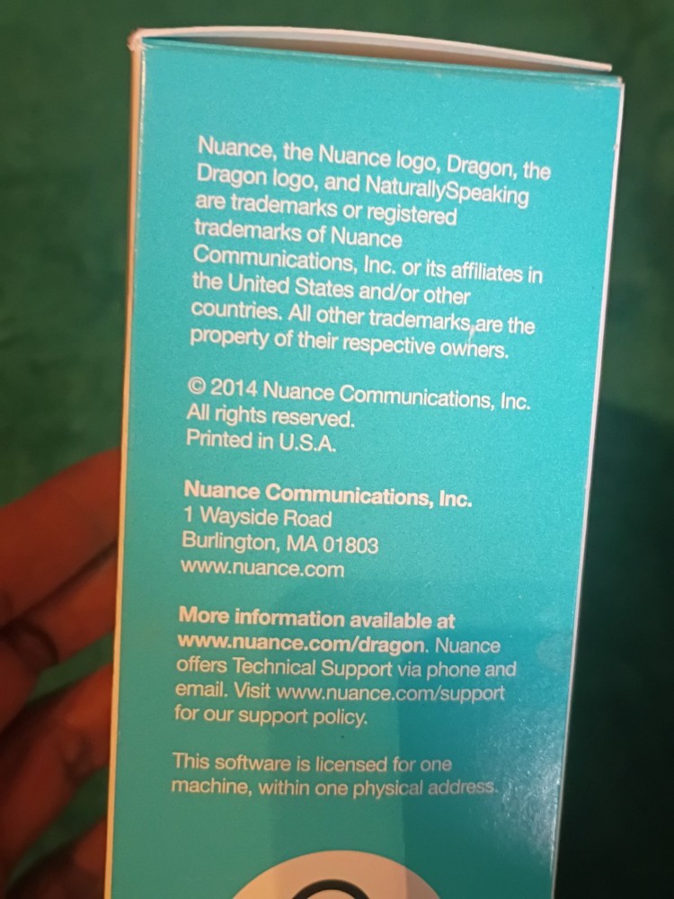 NUANCE dragon NATURALLY SPEAKING home 13 SPEECH RECOGNITION SOFTWARE, Headset/CD