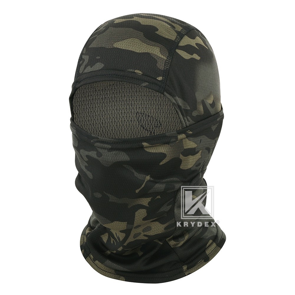 KRYDEX Tactical Face Mask Balaclava Full Head Neck Wrap Quick Dry Black MC Camo