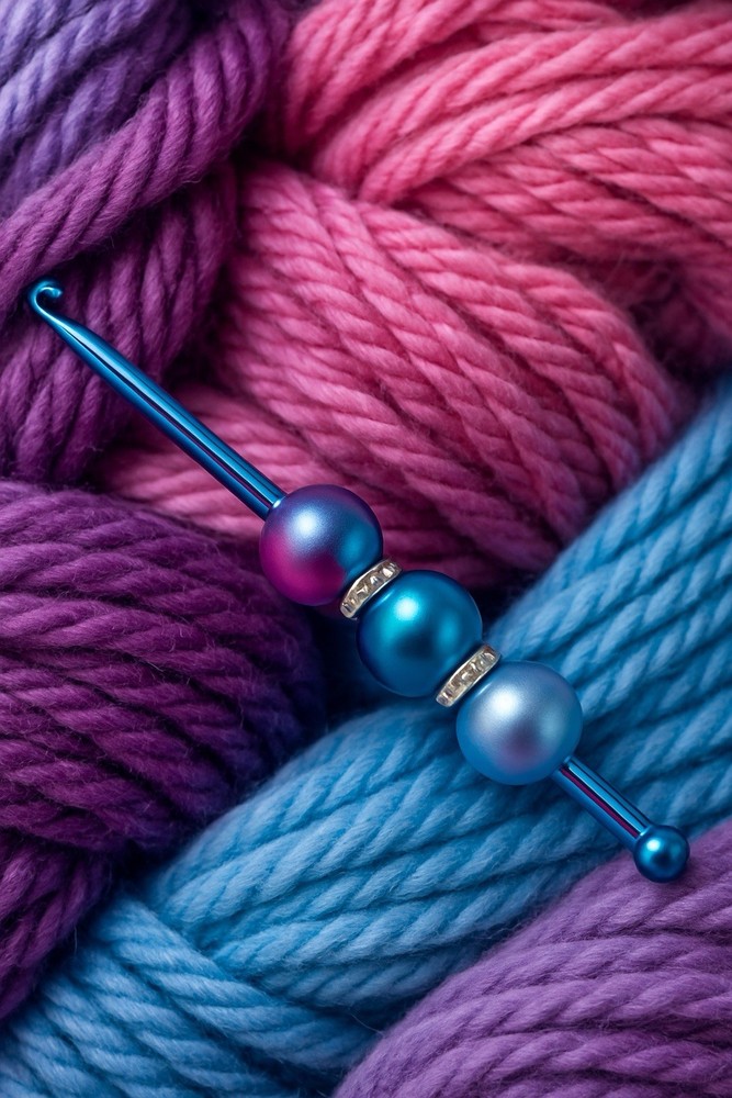 Beaded Ergonomic Crochet Hook – Handmade & Comfortable