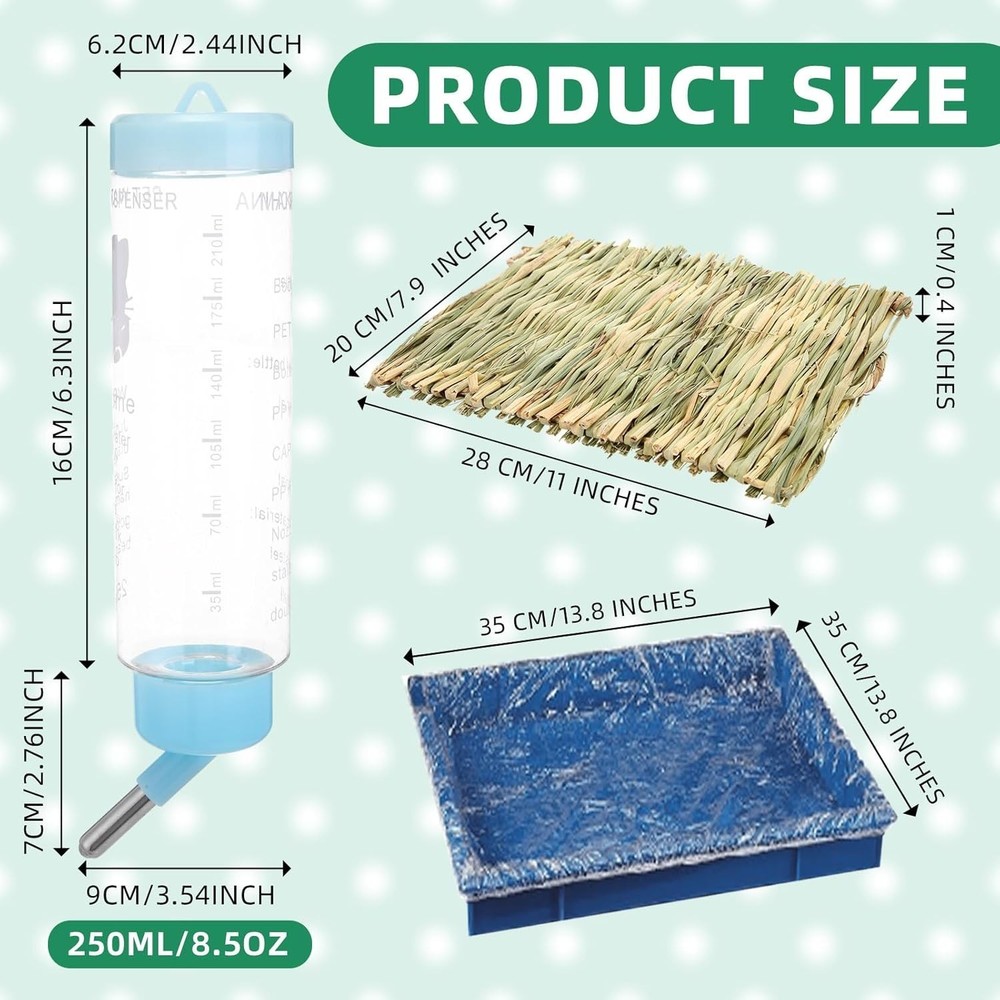 34 Pcs Rabbit Starter Kit Rabbit Litter Box Small Animal Water Bottle Stackin...