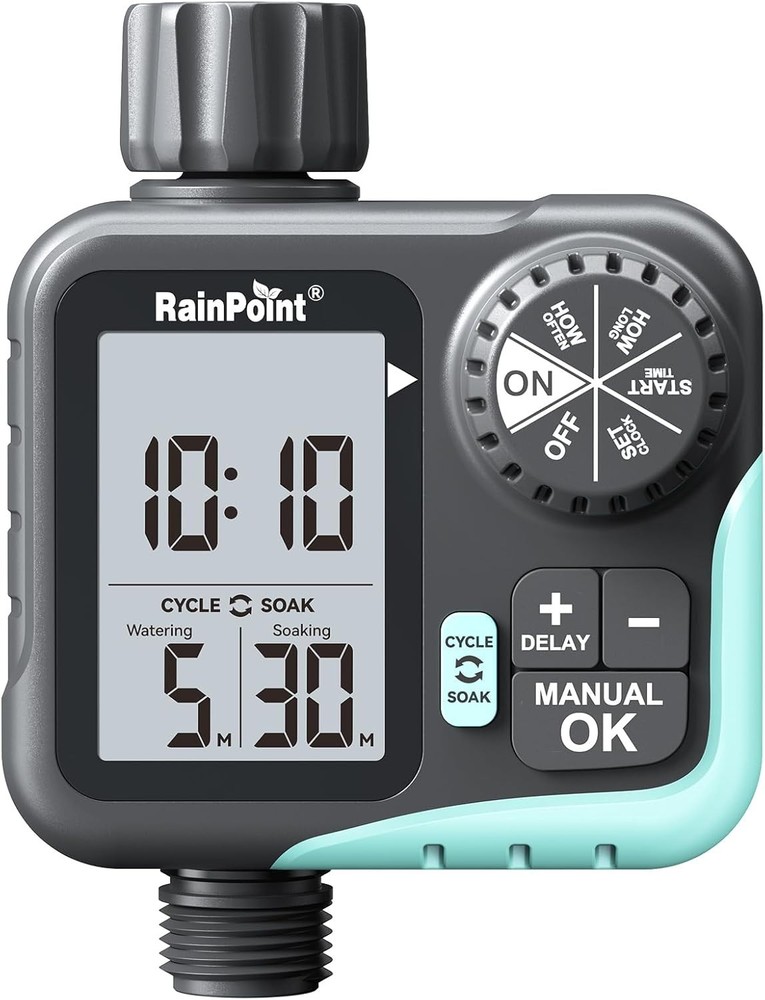 Programmable Garden Hose Sprinkler Timer with Cycle & Soak, Rain Delay