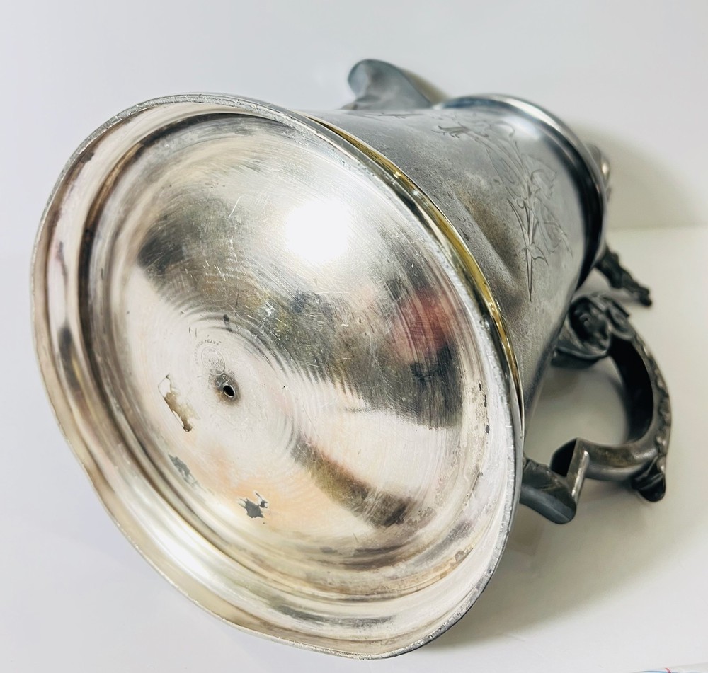 Antique Wilcox Silver Co. Ceramic Lined Silver Pitcher-Circa 1880