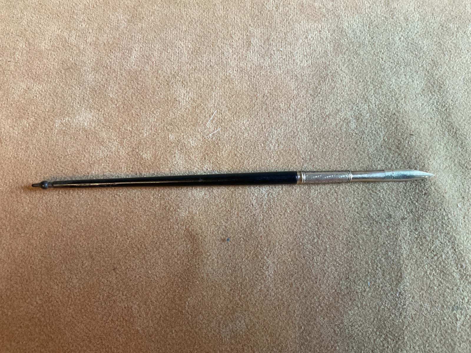 Antique Civil War Era Dip Pen I C Haskin Mid 19c Nib +Silliman Wood Inkwell ID'd