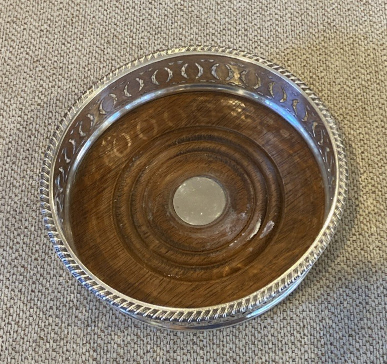 Silver Plated Wine Coaster Caddy - 5" wide