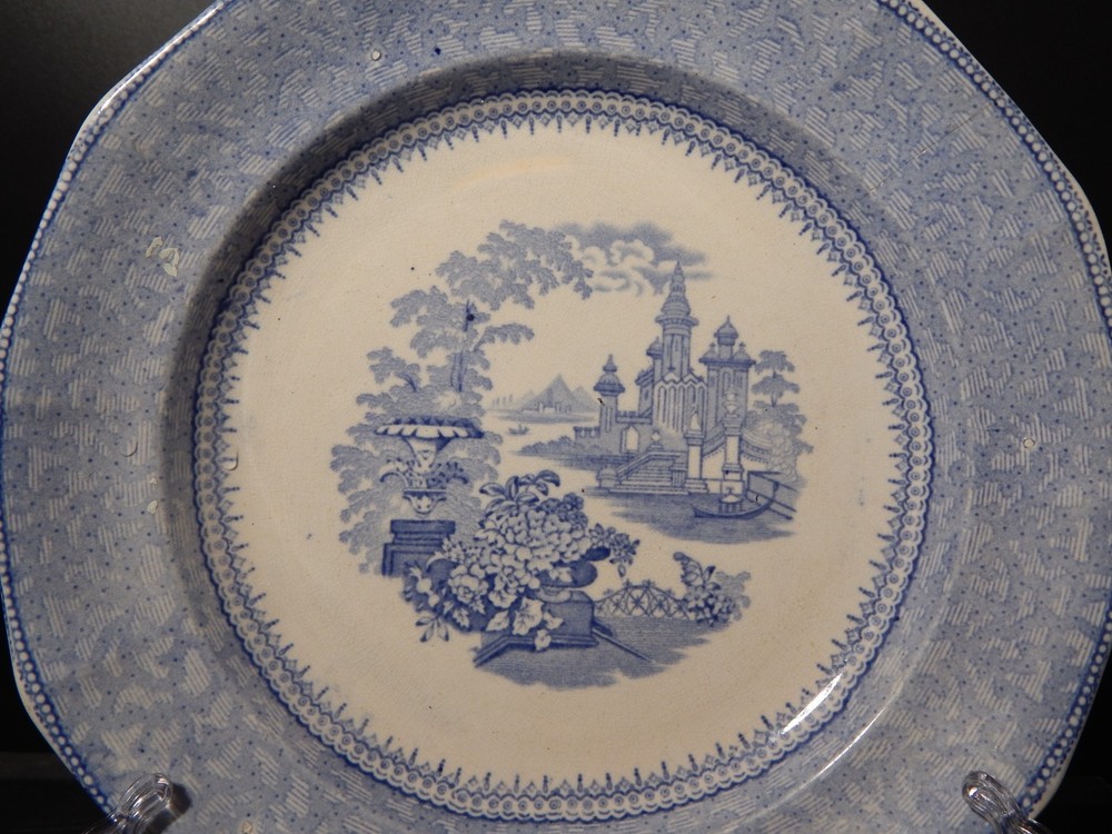 Antique Ironstone Transferware Marine Pattern Plate E. & G. PHILLIPS Defect