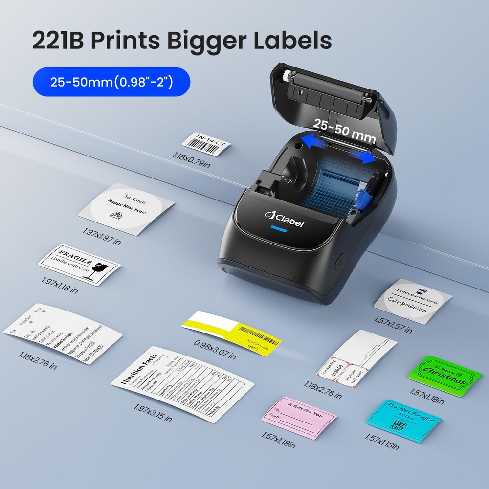 Label Maker Machine with Tape, 221B Thermal Bluetooth Label Printer 2 Inch Po...