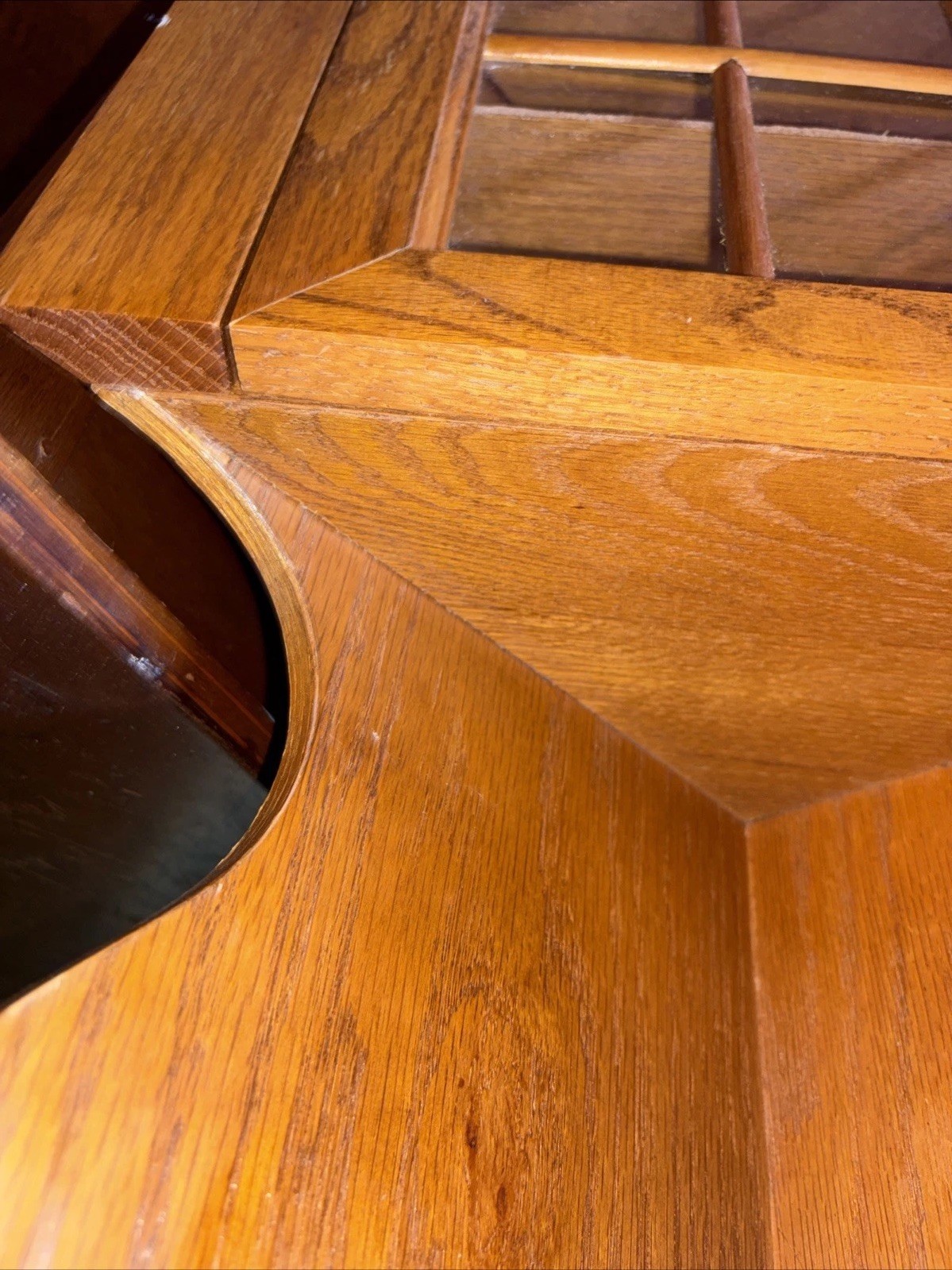 Vintage Oak Curio Corner Cabinet Shelf Display Farmhouse