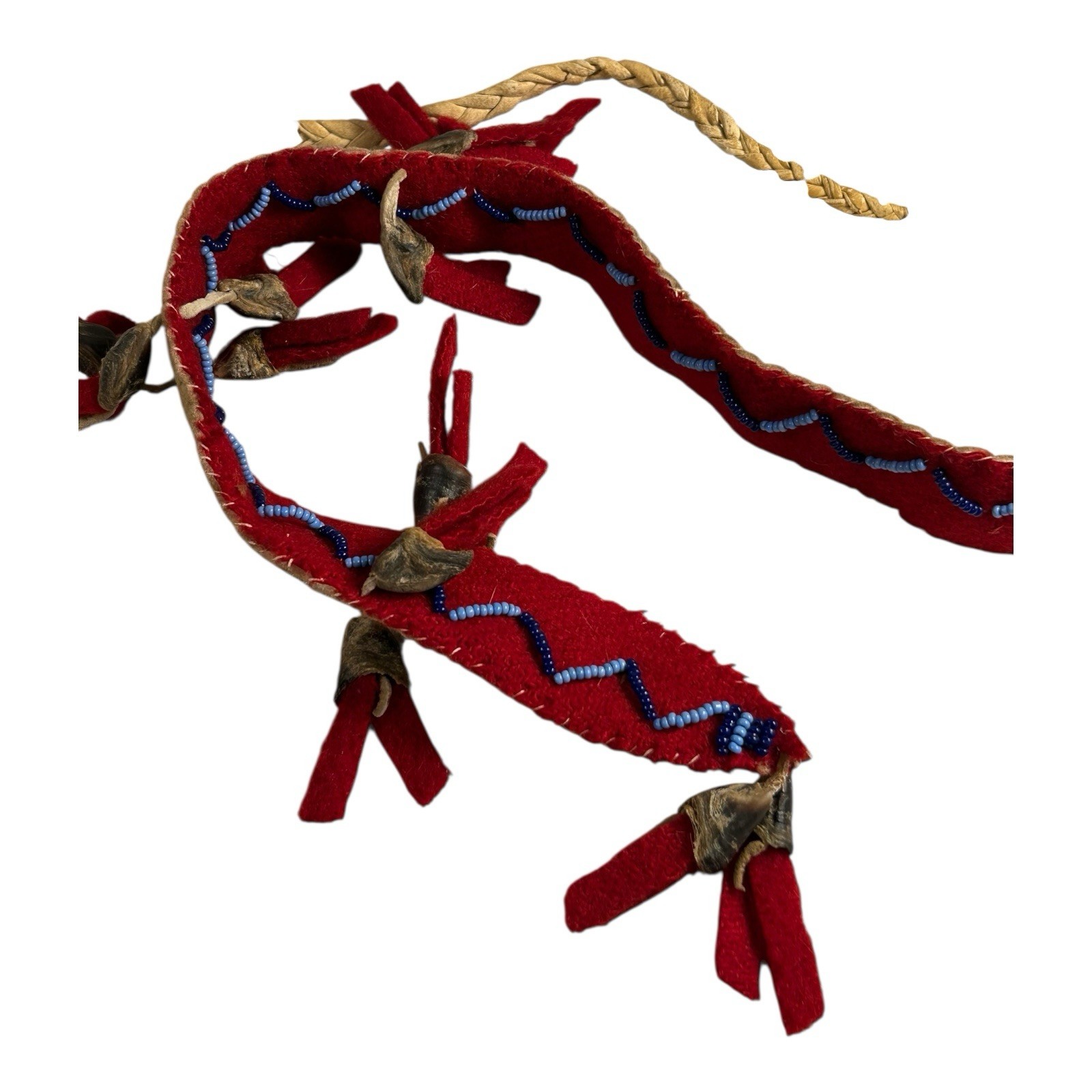 Vintage Authentic Native American Elk Antler Studded Quirt