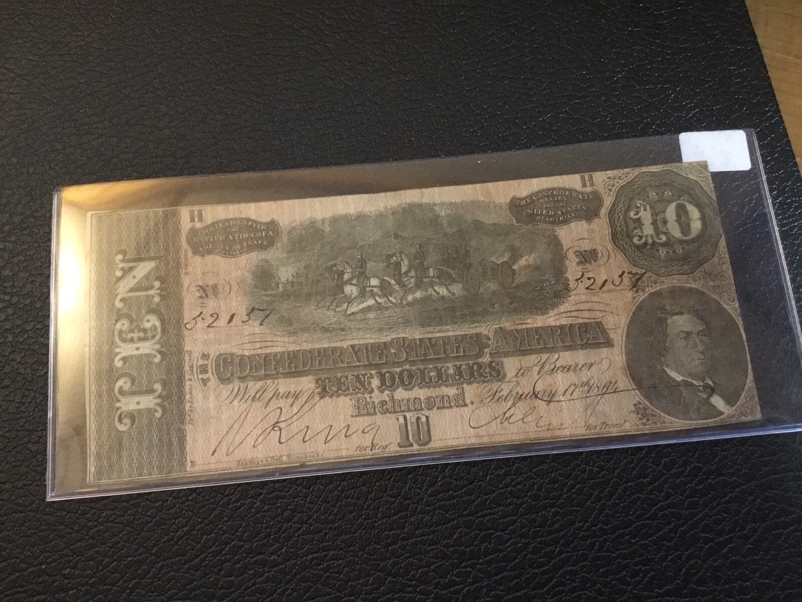 1864 T68 $10 Ten Dollar Confederate States of America Banknote 022022 22ae