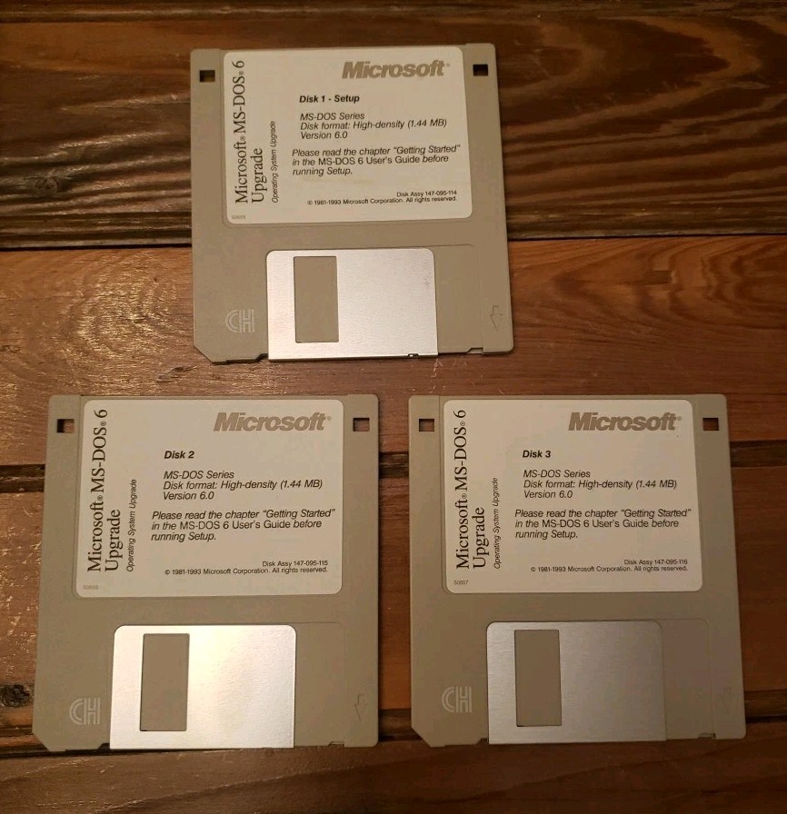 Microsoft MS-DOS 6 Software Upgrade Operating System 4x Floppy Disk 6.2 Step Up