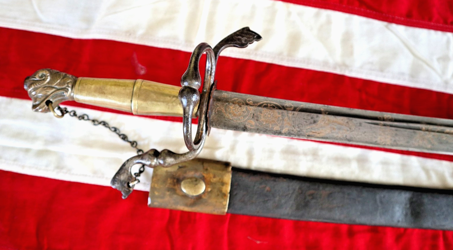 FRENCH INDIAN WAR REVOLUTIONARY WAR, GERMAN DOG HEAD SWORD CIRCA 1730-40