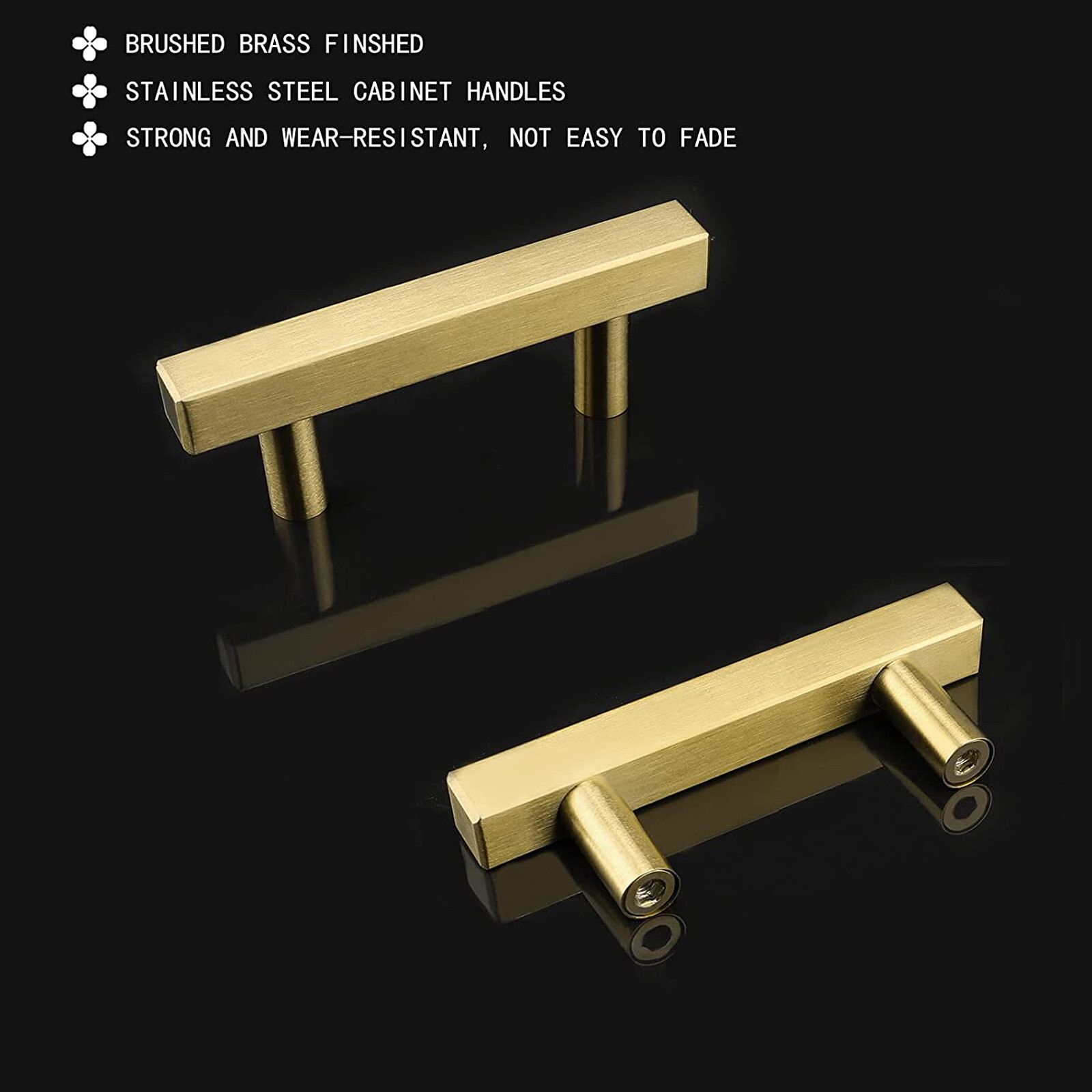 Stainless Steel Kitchen Square Cabinet Handles Black Gold T Bar Drawer Pulls Lot