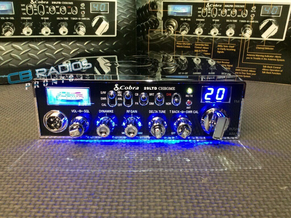 Cobra 29 LTD Chrome AM/FM CB Radio - BLUE NITRO LED RINGS+PERFORMANCE TUNED+ECHO