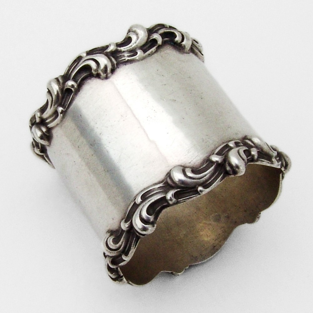 Scroll Border Napkin Ring Towle Sterling Silver Mono LDV