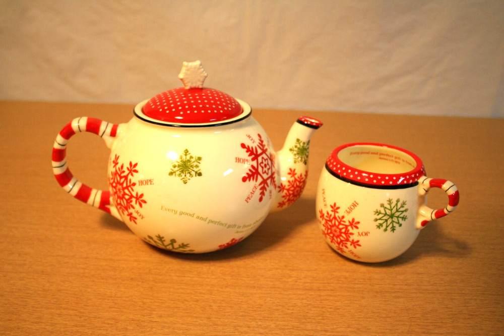 Dayspring Scripture Snowflake Teapot and 1 Cup Mug