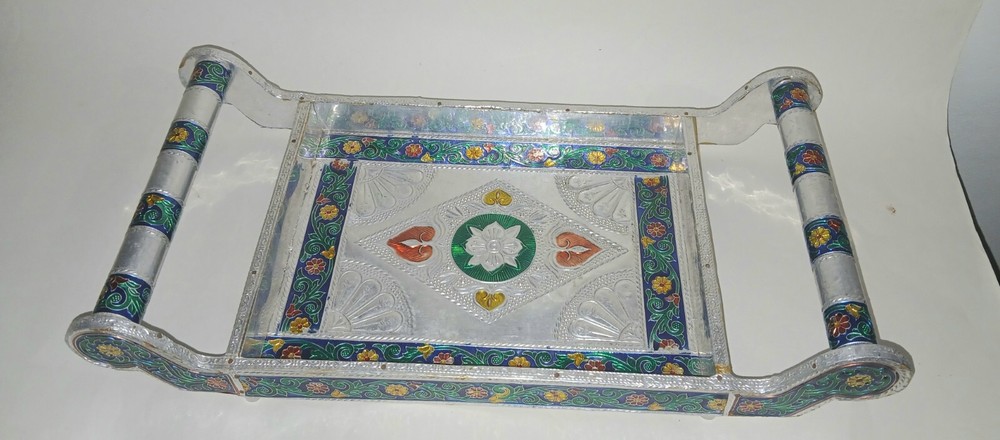 Meenakari Serving Tray With Handles Large India