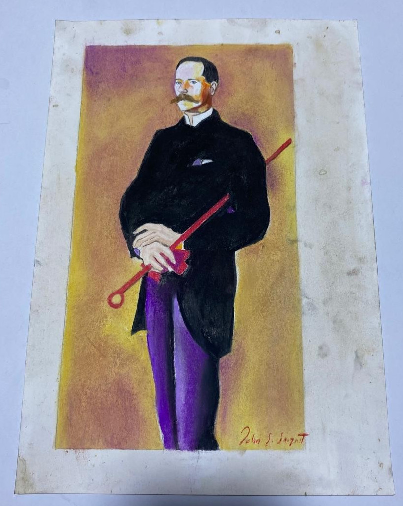 JOHN SINGER SARGENT Drawing on paper (Handmade) signed and stamped mixed media.