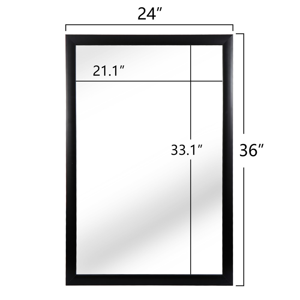 HomGarden 24 x 36" Simple Style Rectangular Mirror Black Plastic Frame