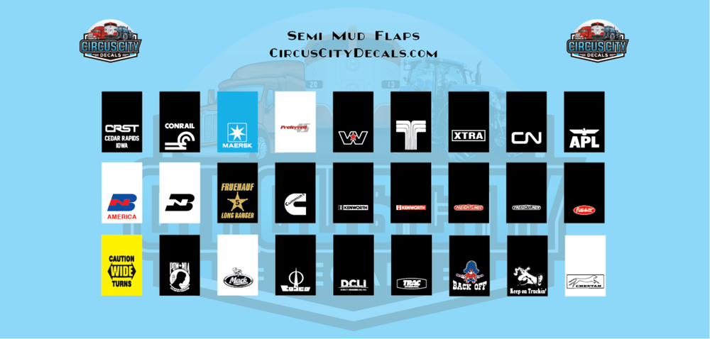 Semi Mud Flap Decal Set 1:87 Scale