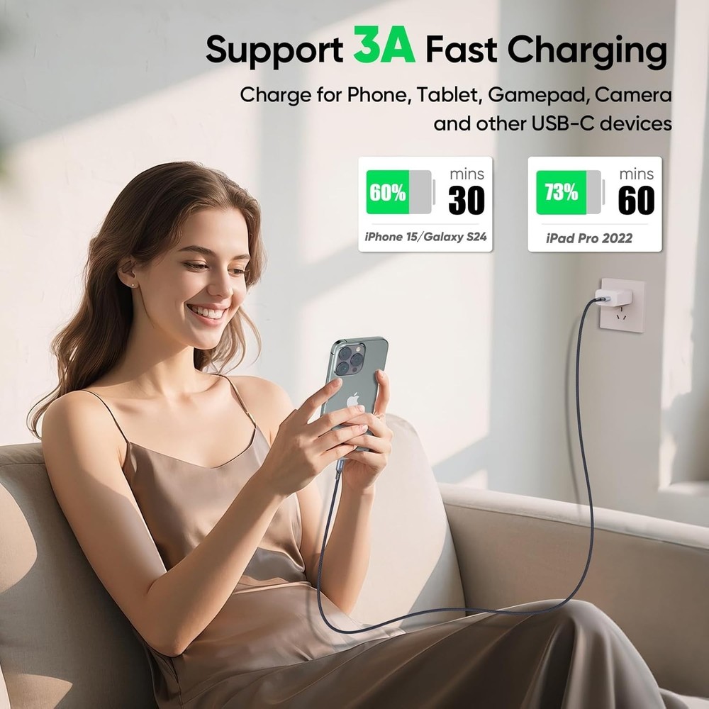 USB C Data Cable 3ft, USB 3.2 Gen 2 10Gbps High Speed Data Transfer, 3A Fast ...