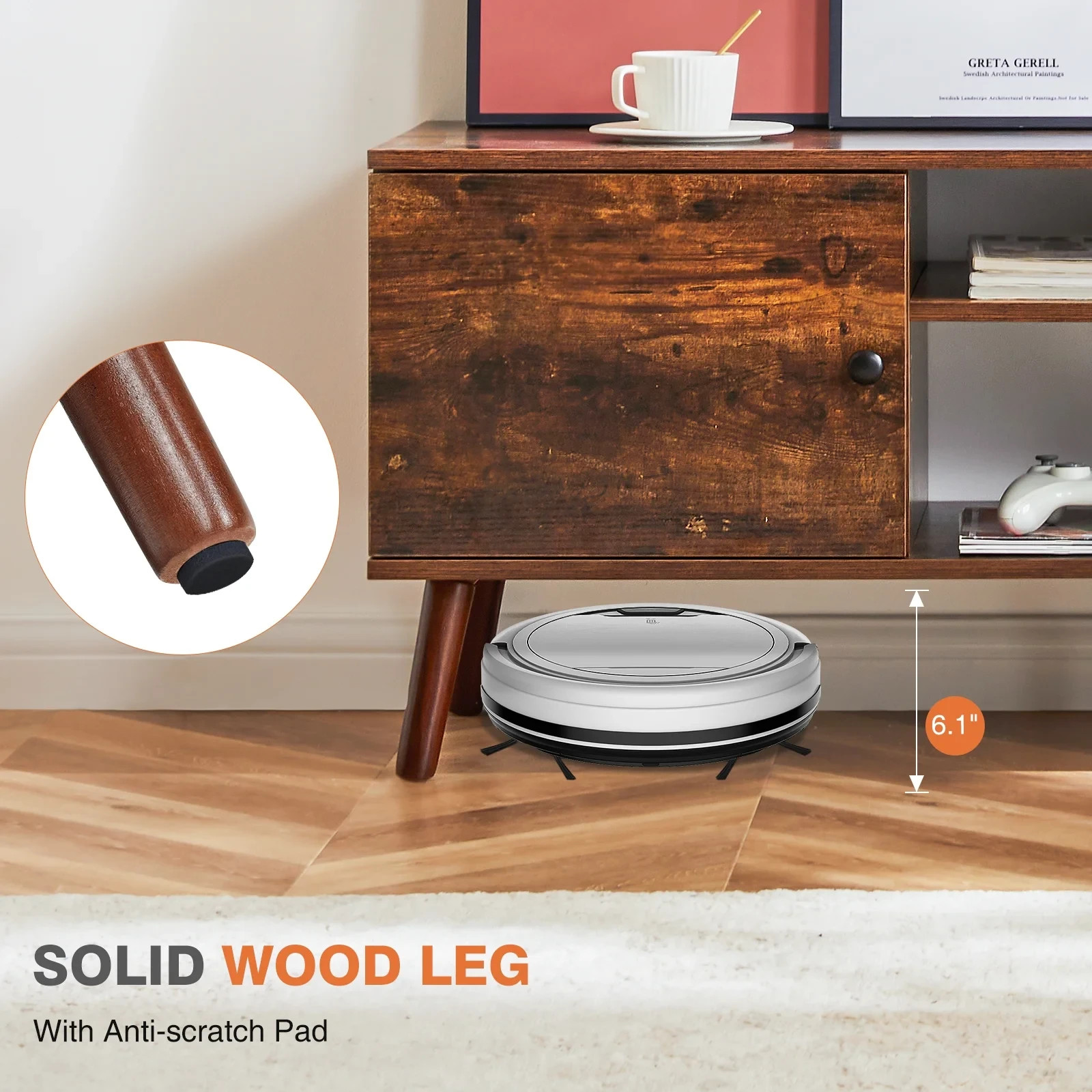 TV Stand for TVs up to 60", Modern Mid Century Entertainment Center with Storage