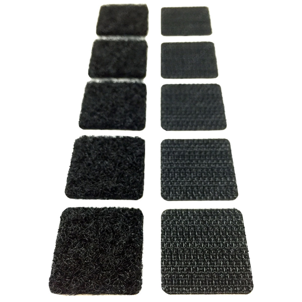 8 Sets Hook and Loop Self Adhesive Squares 1" Inch Diameter Black Rounded Corner