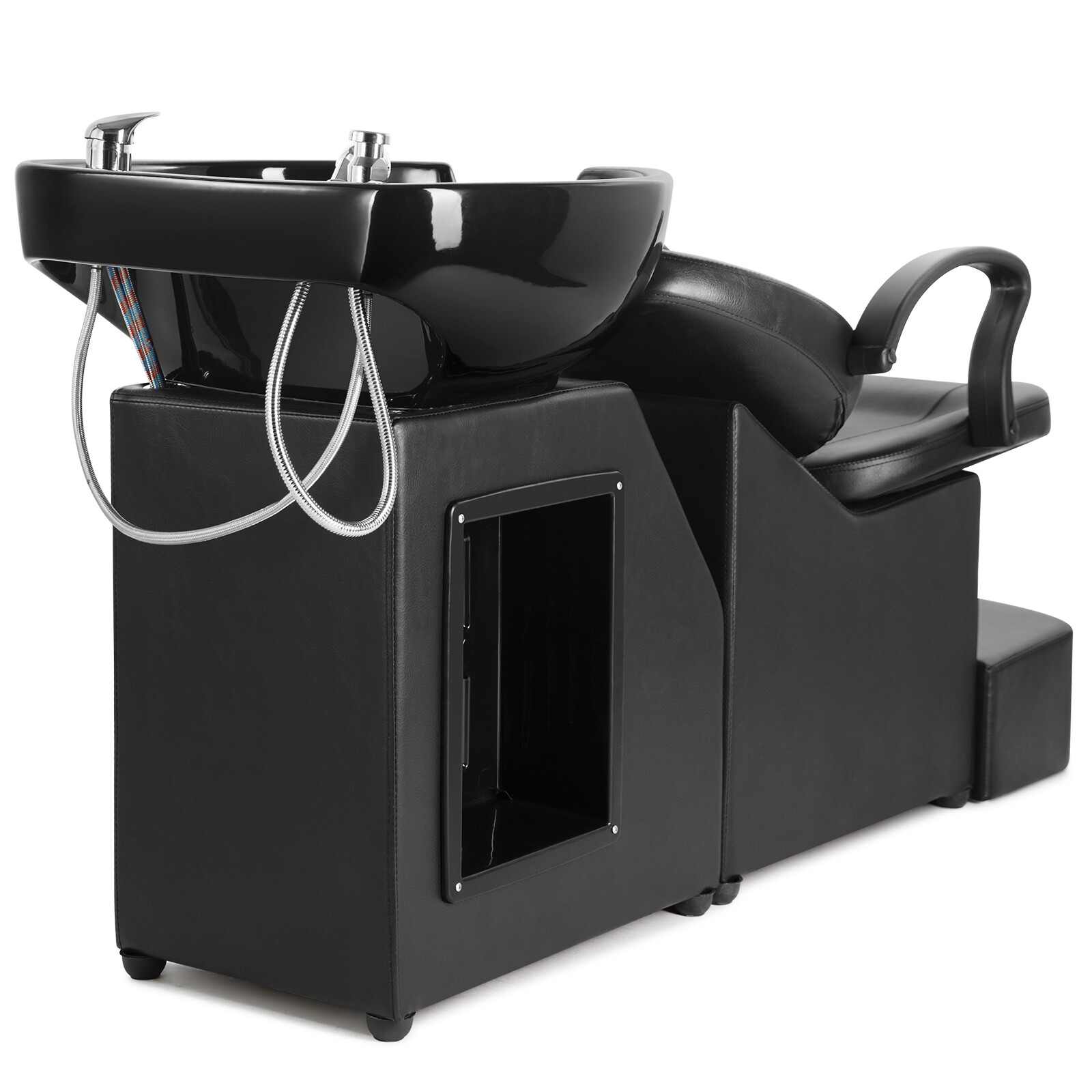 Barber Backwash Unit Shampoo Chair Ceramic Bowl Sink Beauty Salon Spa w/Footrest