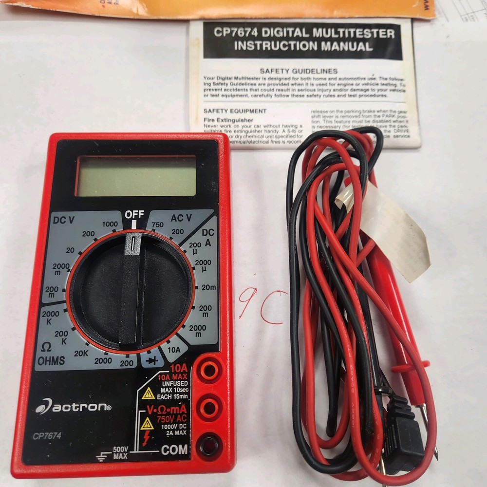 2 Actron CP7674 Digital Multitesters with Leads