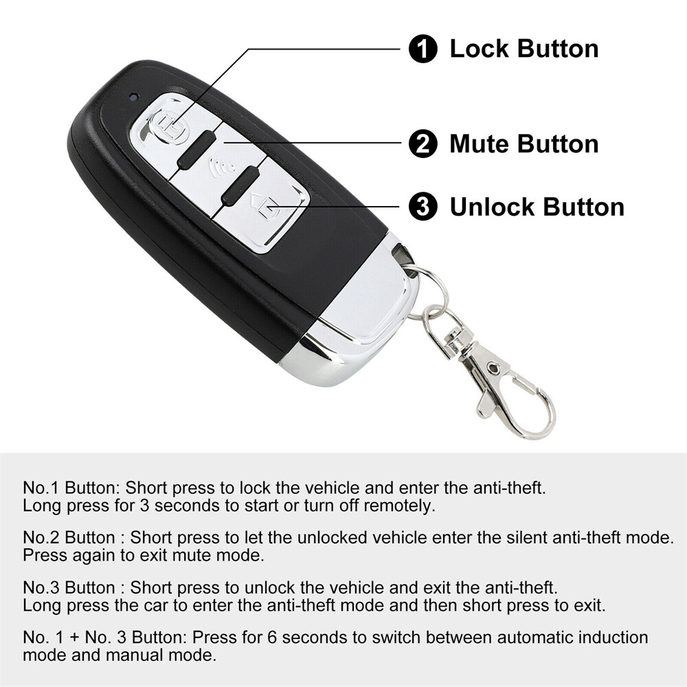 9pcs Car Keyless Entry Engine Start Alarm System Push Button Remote Starter Stop