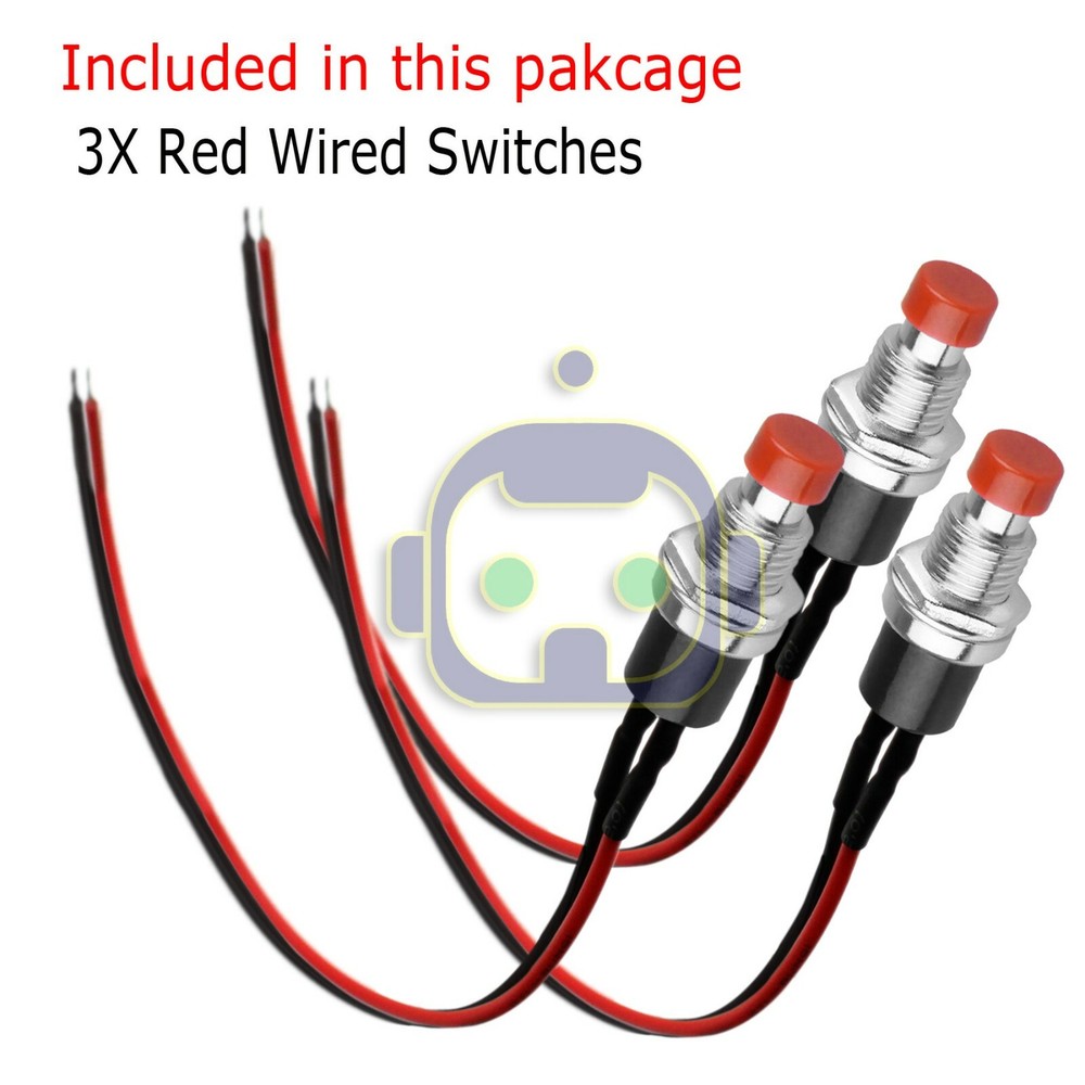 3 PCS Red Micro Lockless Momentary On/Off Push Button 12V 5A Switch Tact