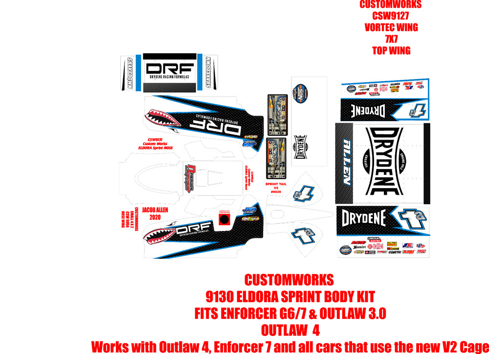 CUSTOMWORKS ELDORA SPRINT CAR 9130 JACOB ALLEN 2020 THEME WRAP KIT