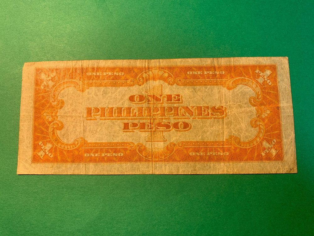 PHILIPPINES 1941 ONE PESO TREASURY CERTIFICATE AVIATOR'S NOTE E6420680E P-89c